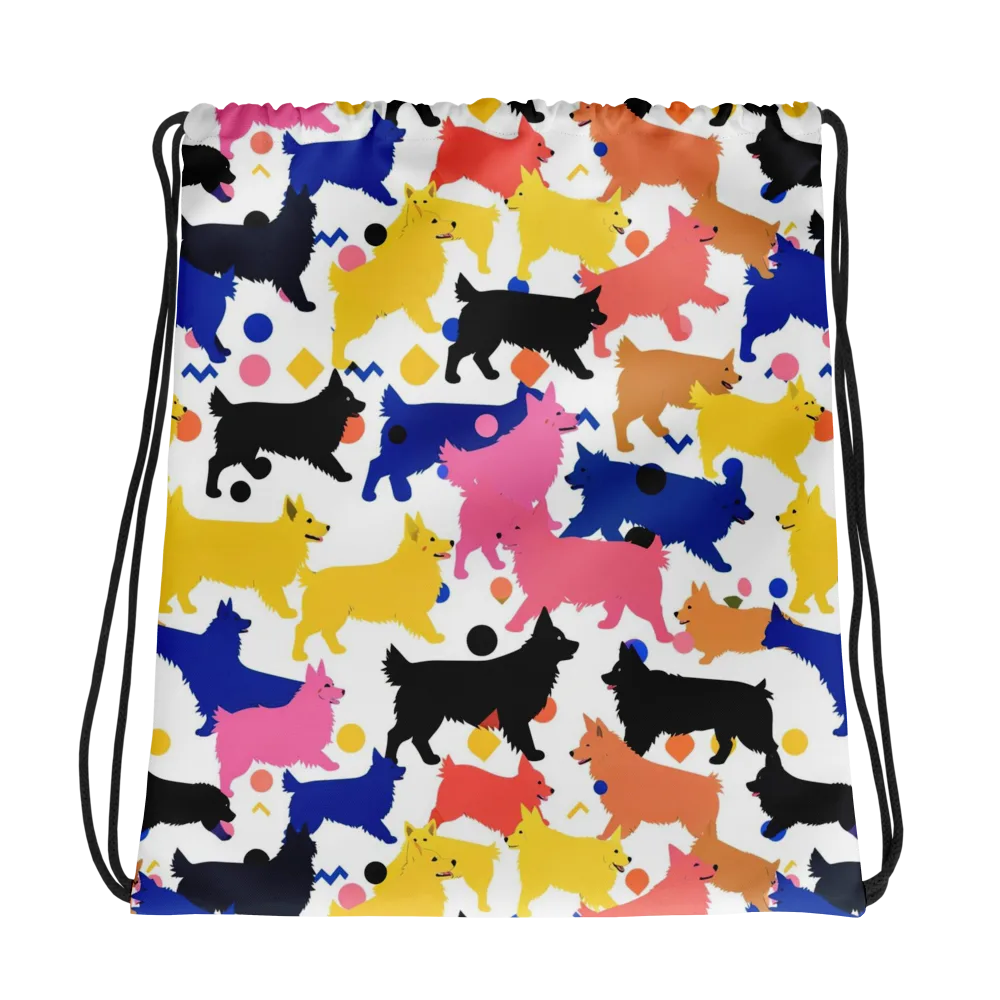 Neon Dog Parade on Drawstring Bag — Photo