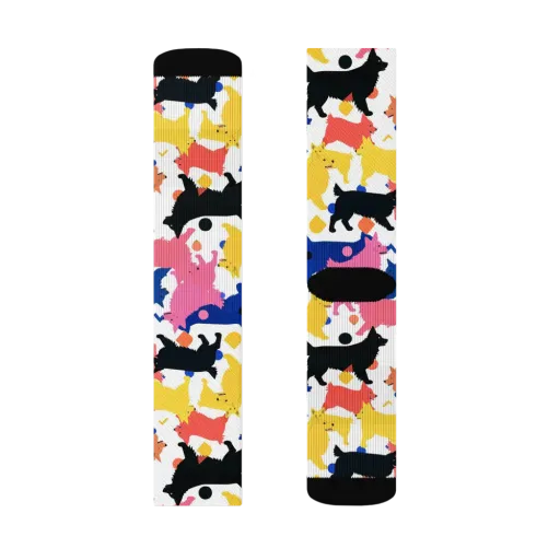 Neon Dog Parade on a Socks