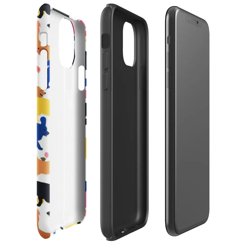 Neon Dog Parade on Tough Case for iPhone® — Right