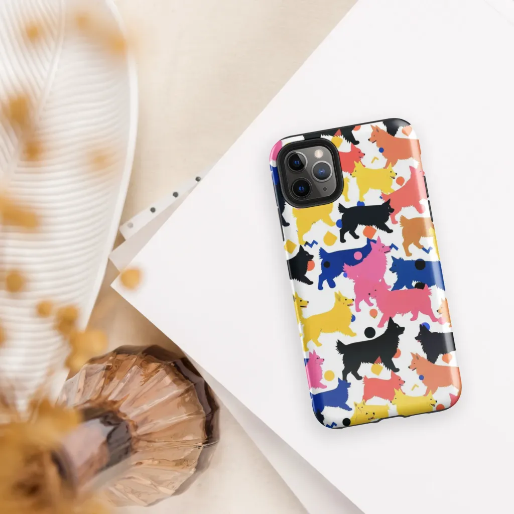 Neon Dog Parade on Tough Case for iPhone® — Front