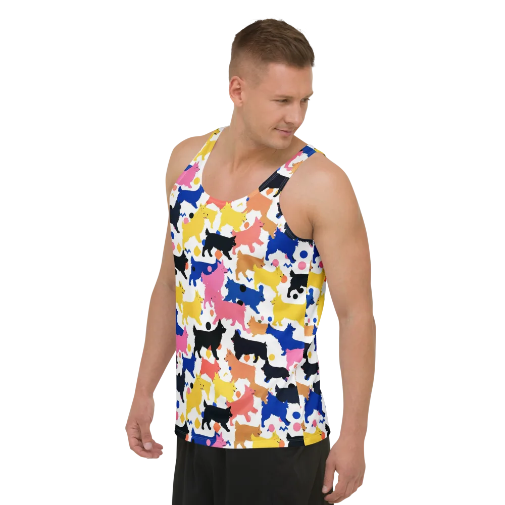 Neon Dog Parade on Men's Tank Top — Left Front
