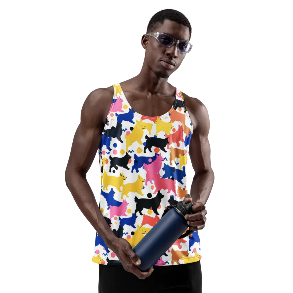 Neon Dog Parade on Men's Tank Top — Front