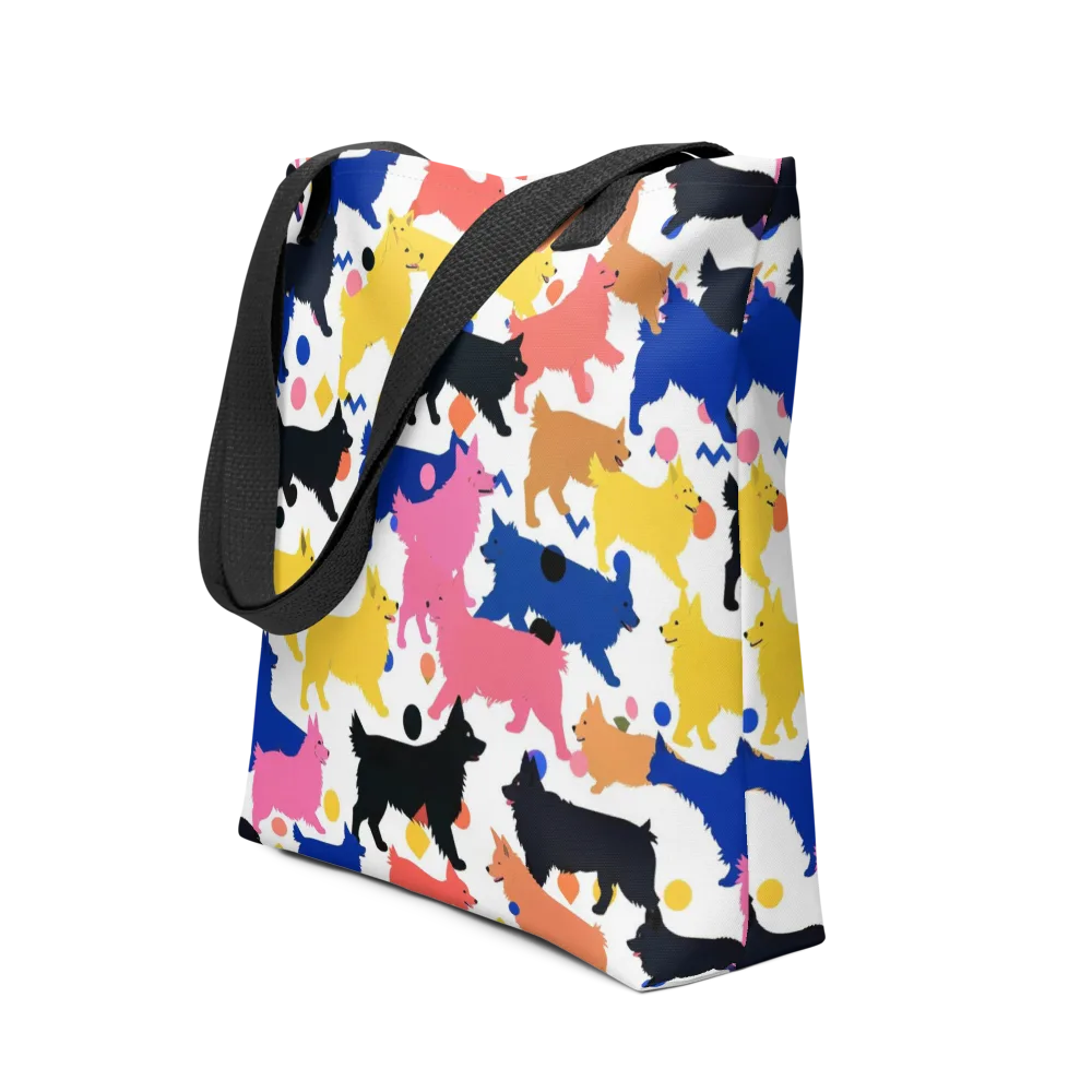 Neon Dog Parade on Tote Bag — Front