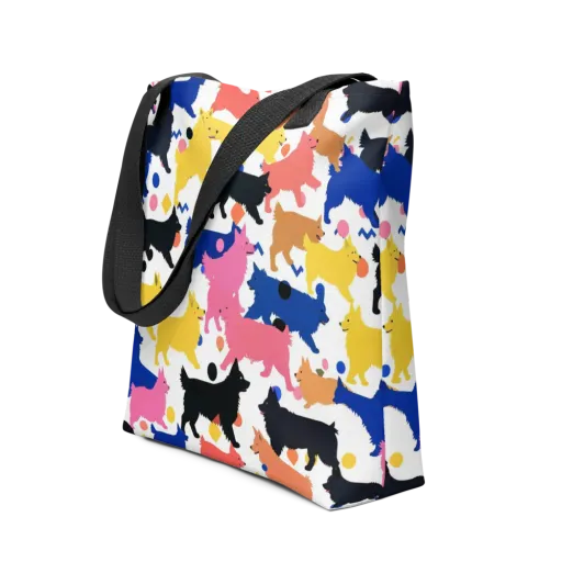 Neon Dog Parade on a Tote Bag