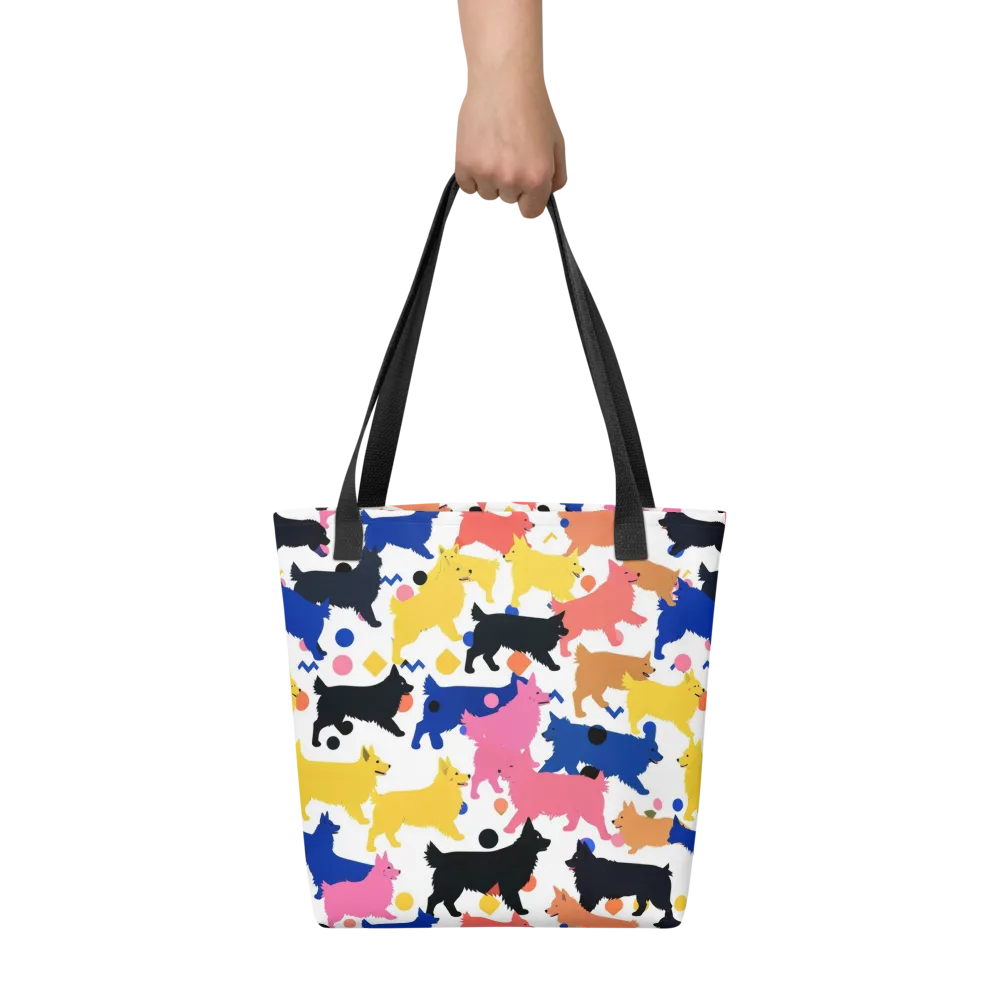 Neon Dog Parade on Tote Bag — Front