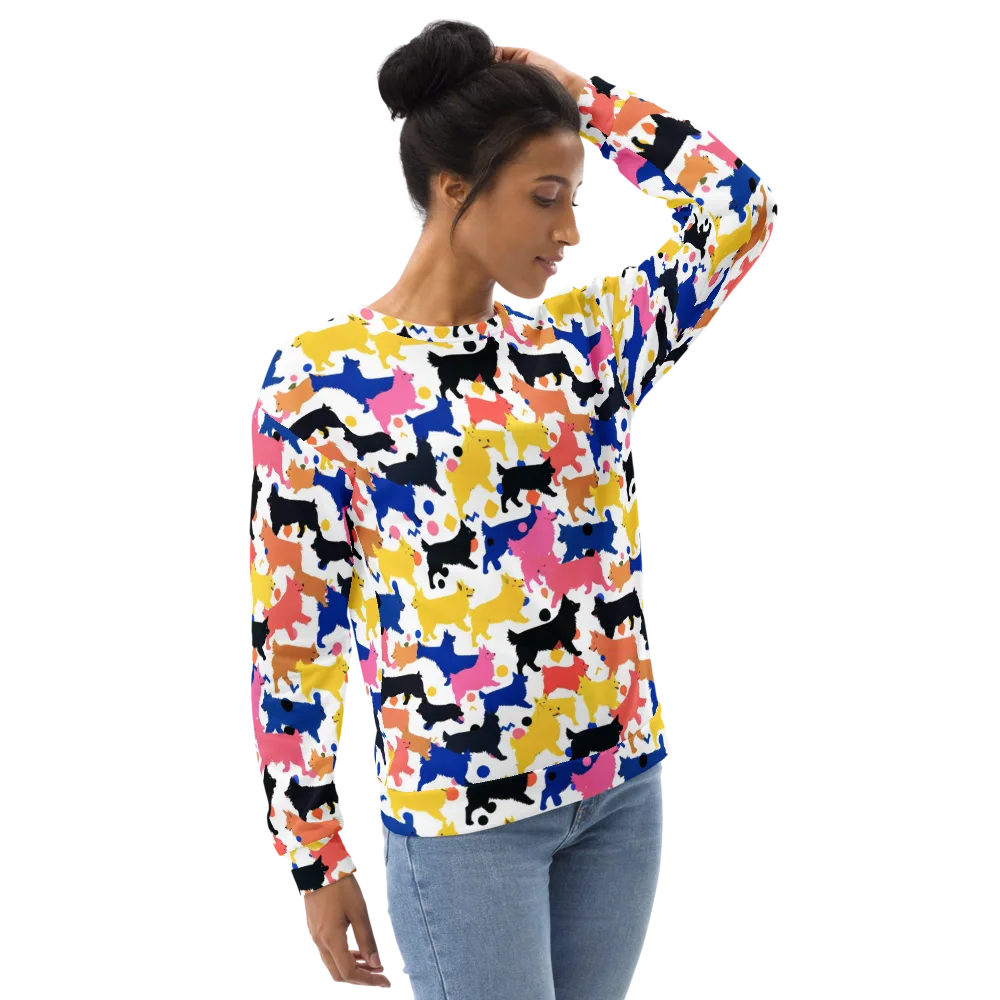 Neon Dog Parade on Sweatshirt — Right Front