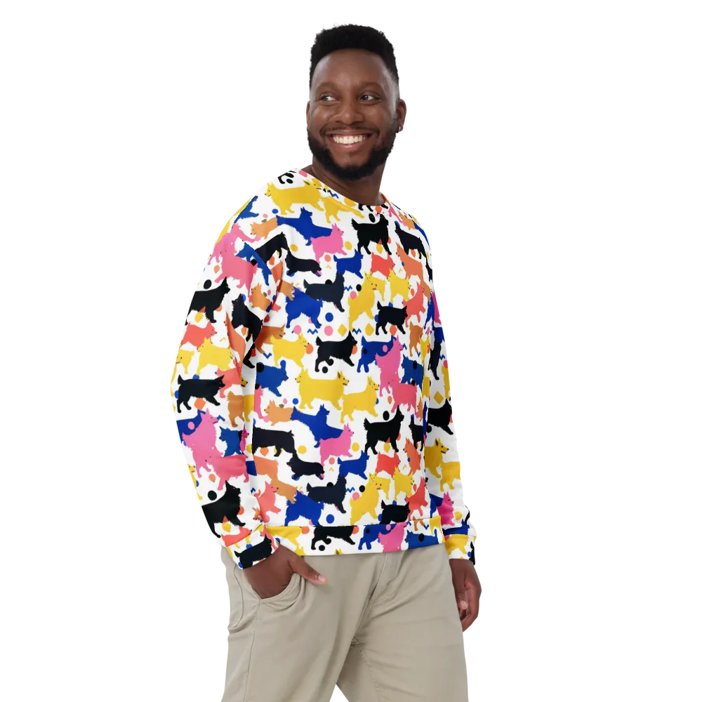 Neon Dog Parade on Sweatshirt — Front