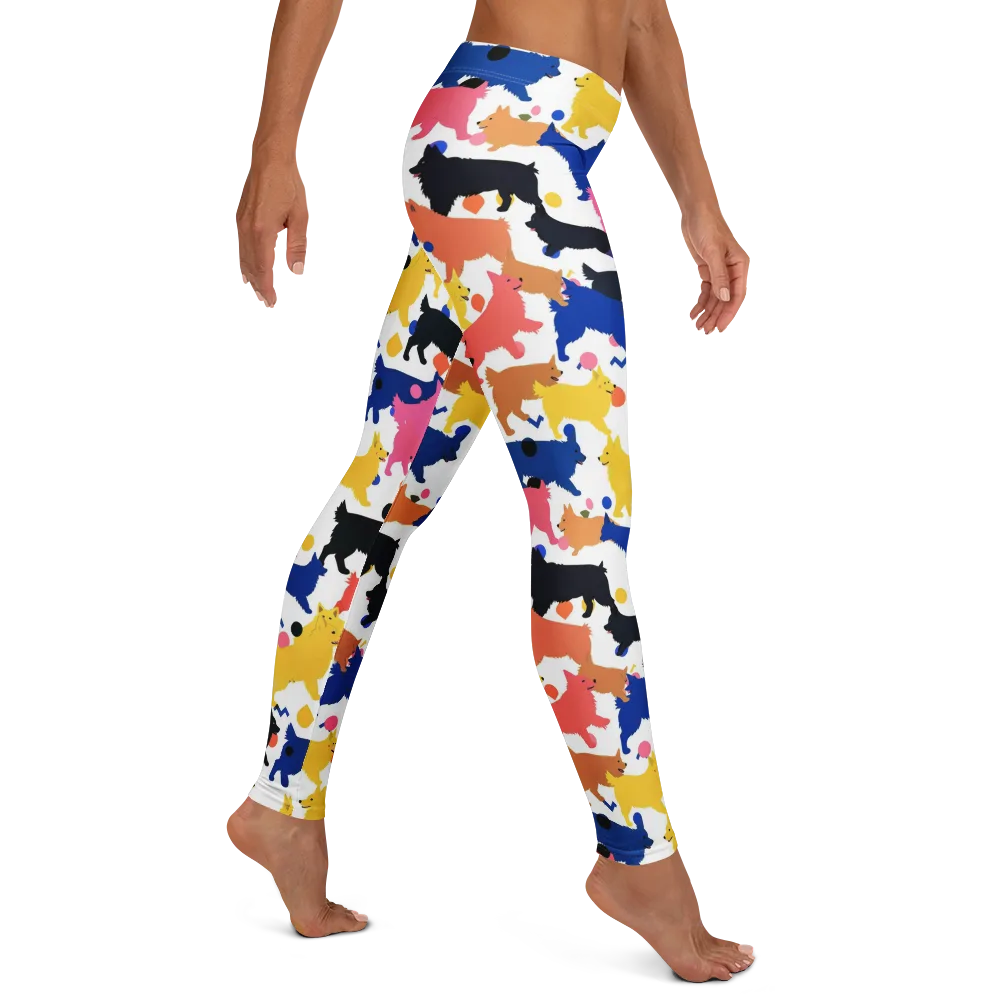 Neon Dog Parade on Leggings — Right