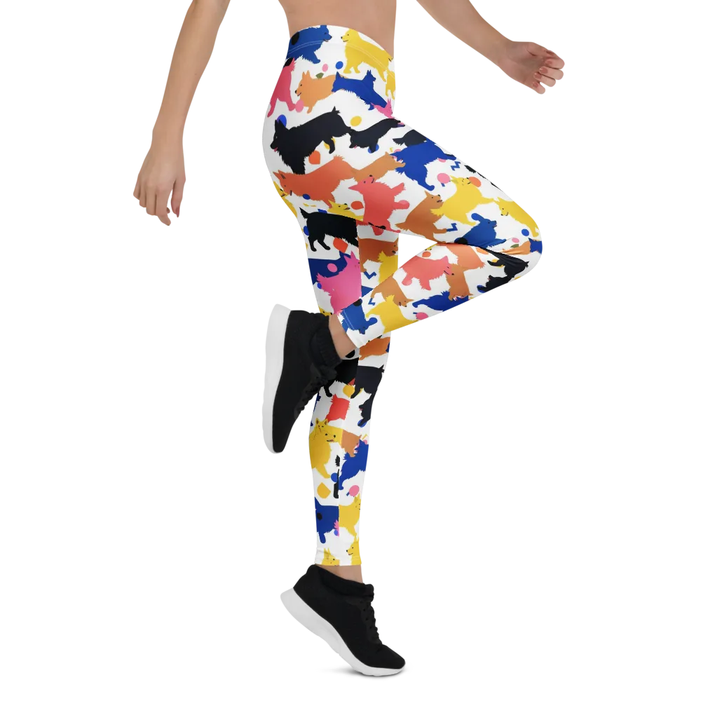 Neon Dog Parade on Leggings — Right