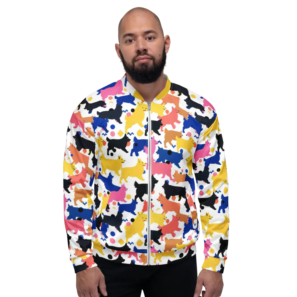 Neon Dog Parade on Bomber Jacket — Front