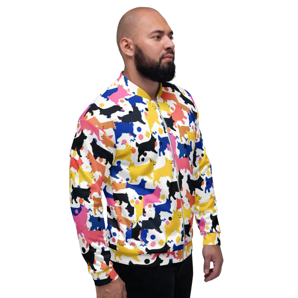 Neon Dog Parade on Bomber Jacket — Right