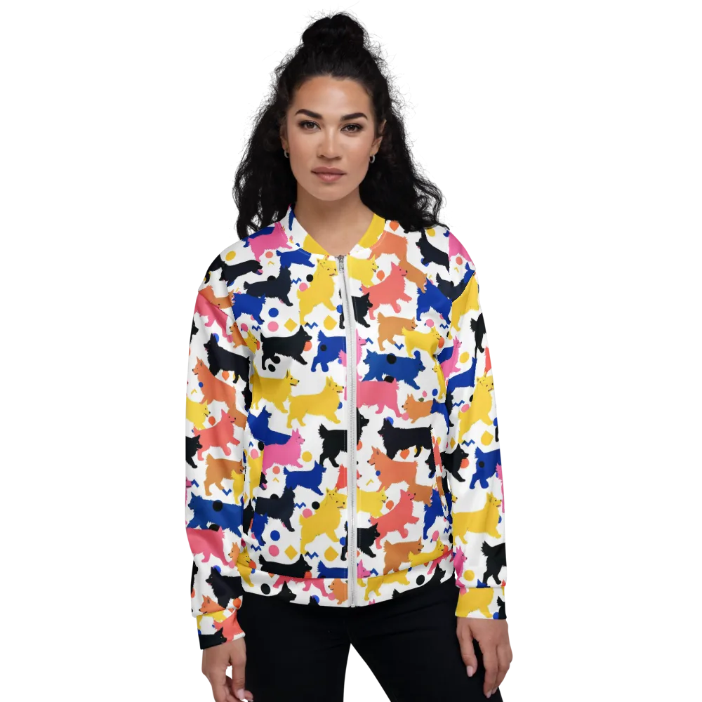 Neon Dog Parade on Bomber Jacket — Front