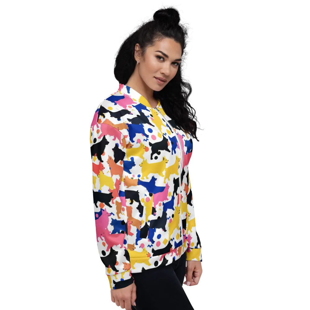 Neon Dog Parade on Bomber Jacket — Right