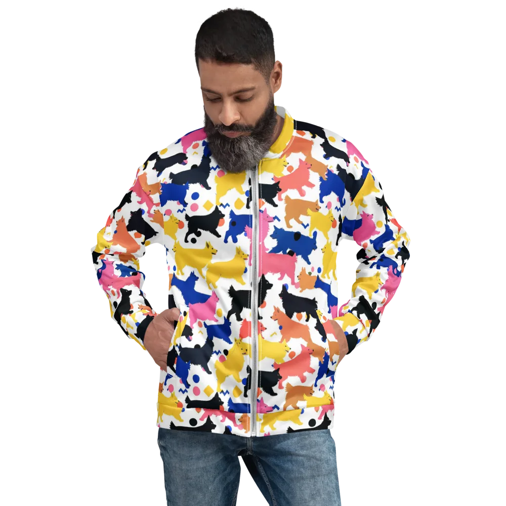 Neon Dog Parade on Bomber Jacket — Front