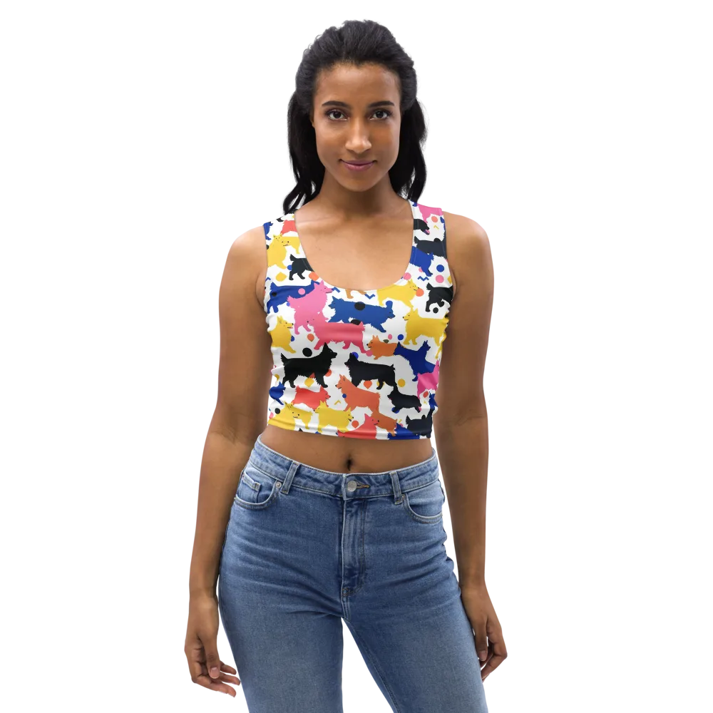 Neon Dog Parade on Crop Top — Front