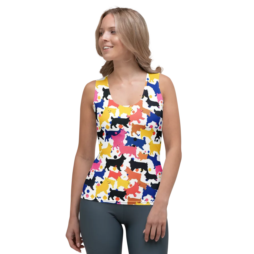 Neon Dog Parade on Women's Tank Top — Front