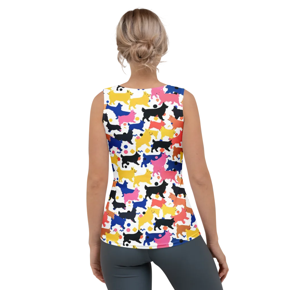 Neon Dog Parade on Women's Tank Top — Back