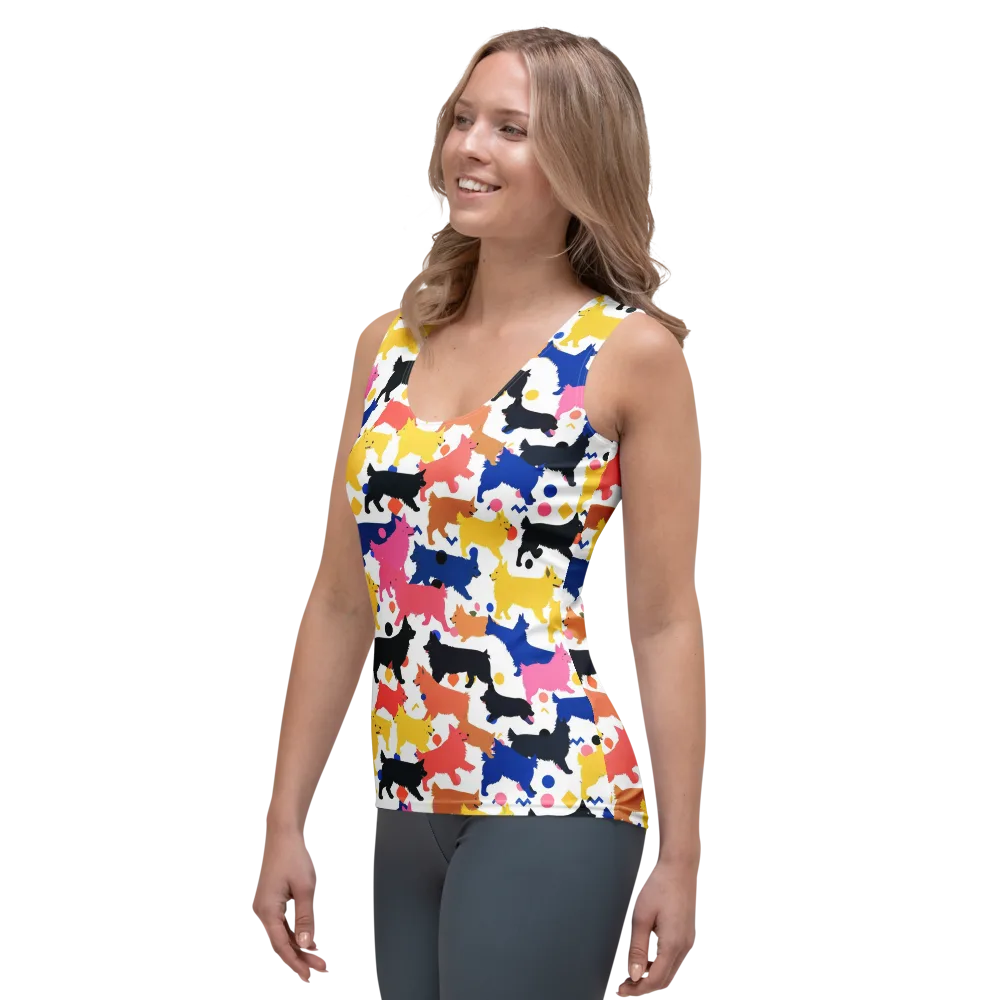 Neon Dog Parade on Women's Tank Top — Left Front