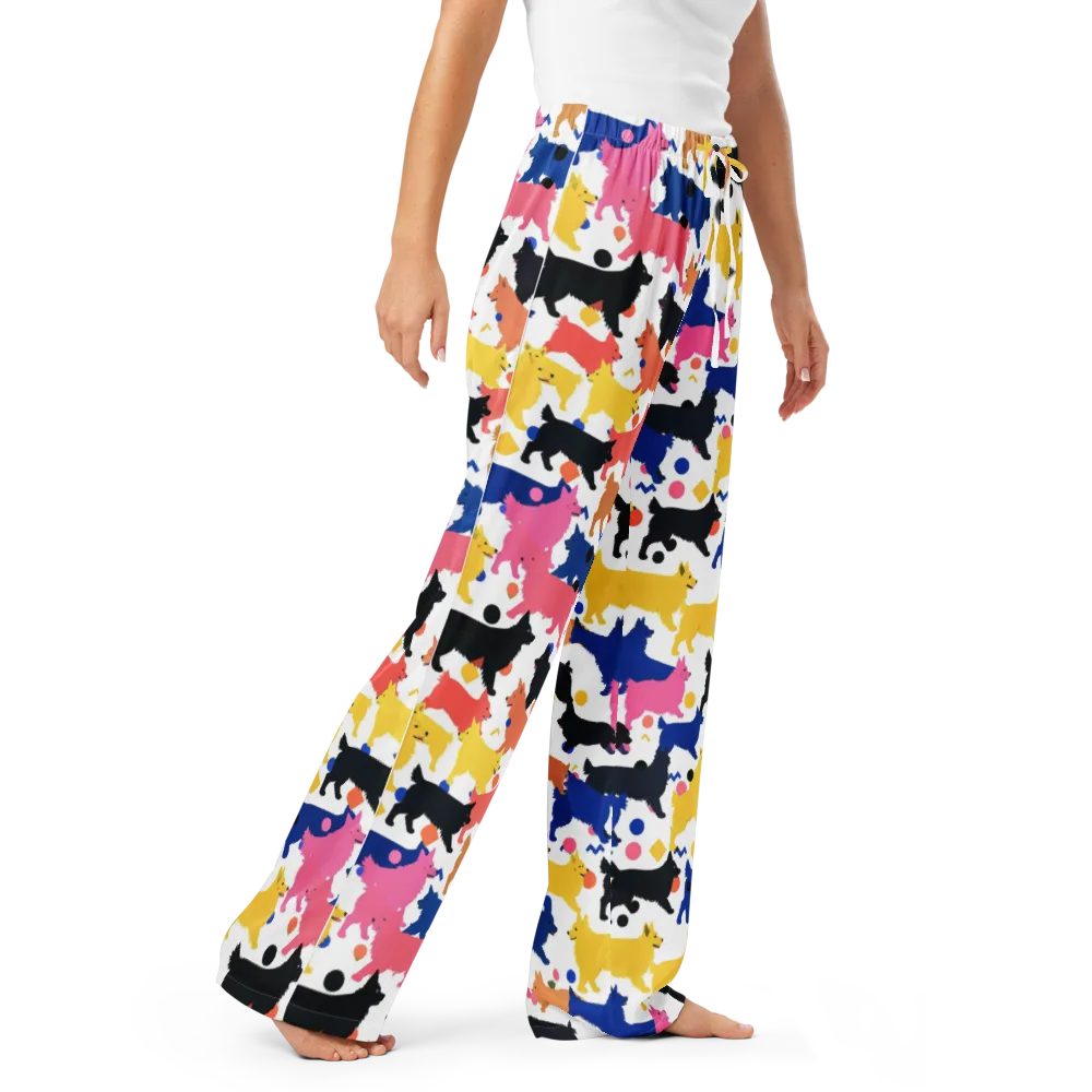 Neon Dog Parade on Women's Pajama Pants — Right Front