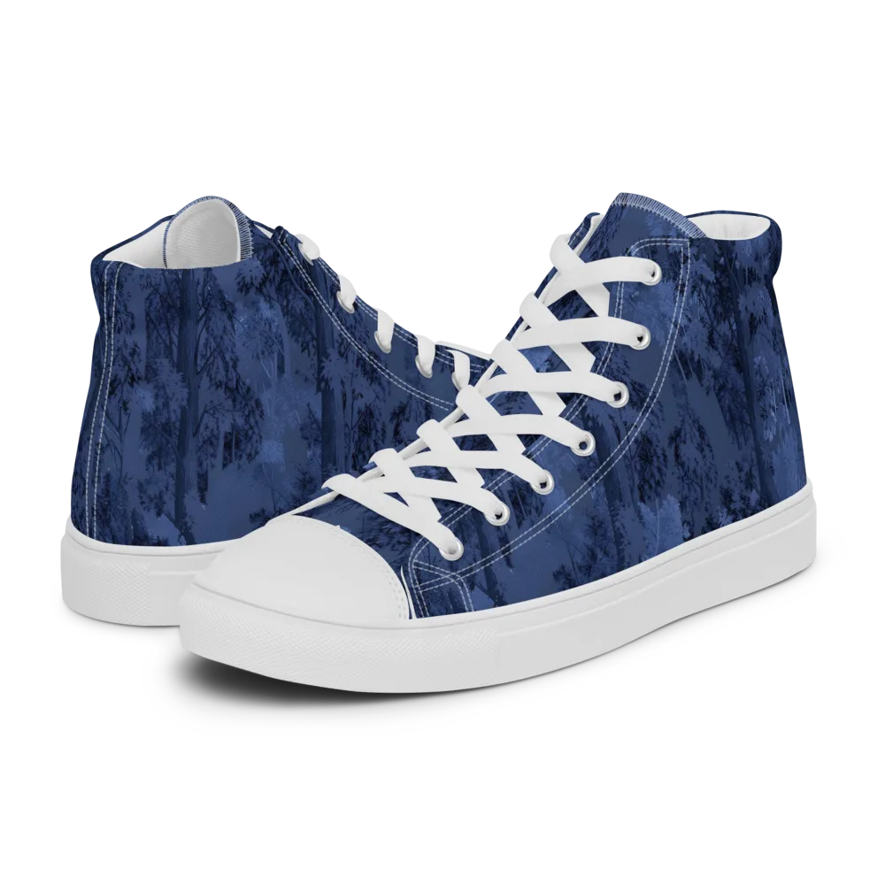 Nocturne Grove on Men's High Top Canvas Shoes — Left