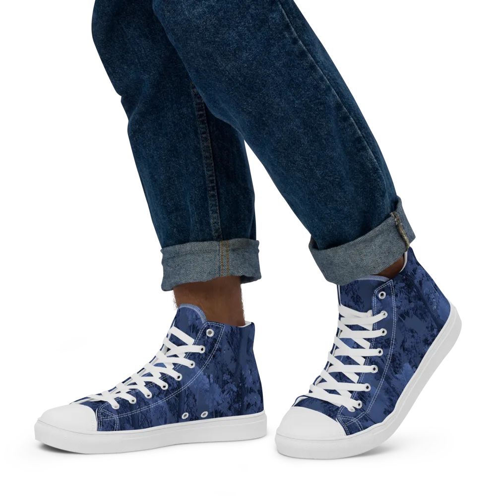 Nocturne Grove on Men's High Top Canvas Shoes — Left