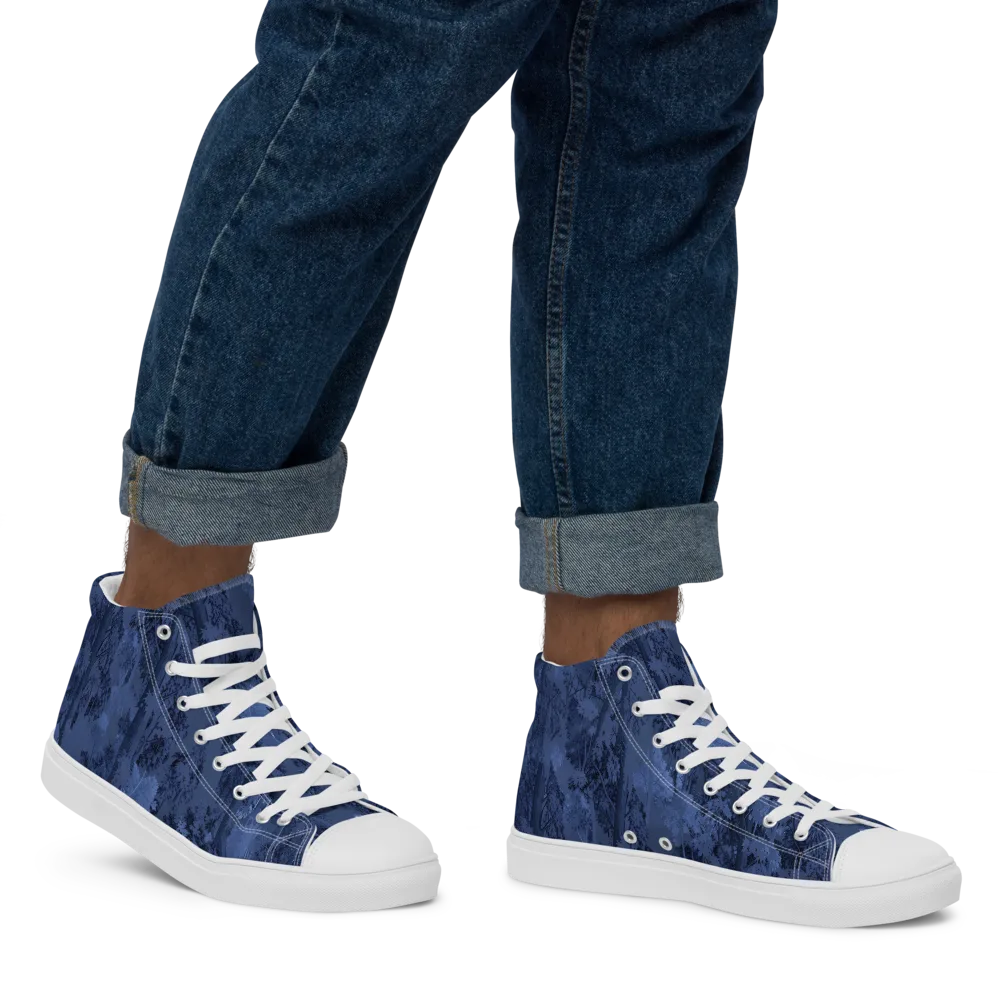 Nocturne Grove on Men's High Top Canvas Shoes — Right