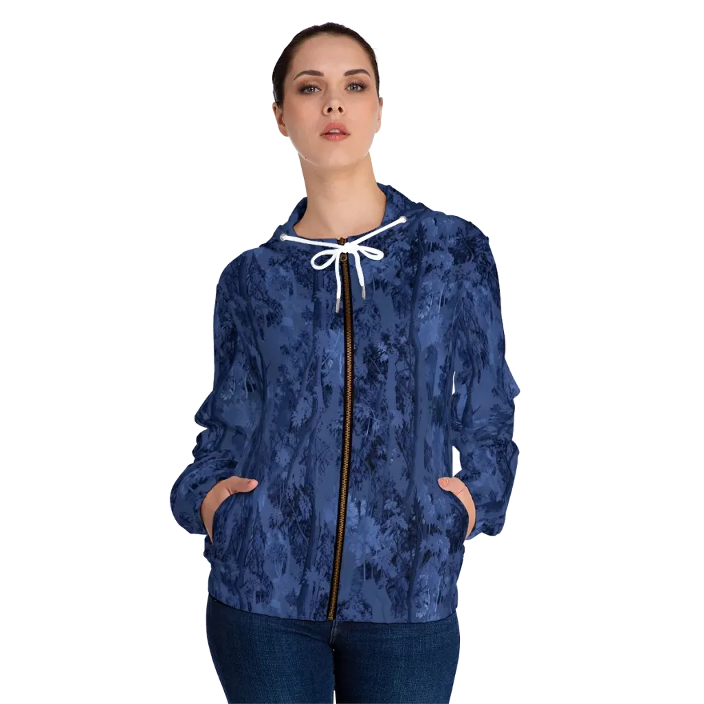 Nocturne Grove on Women's Full-Zip Hoodie — Front On Person