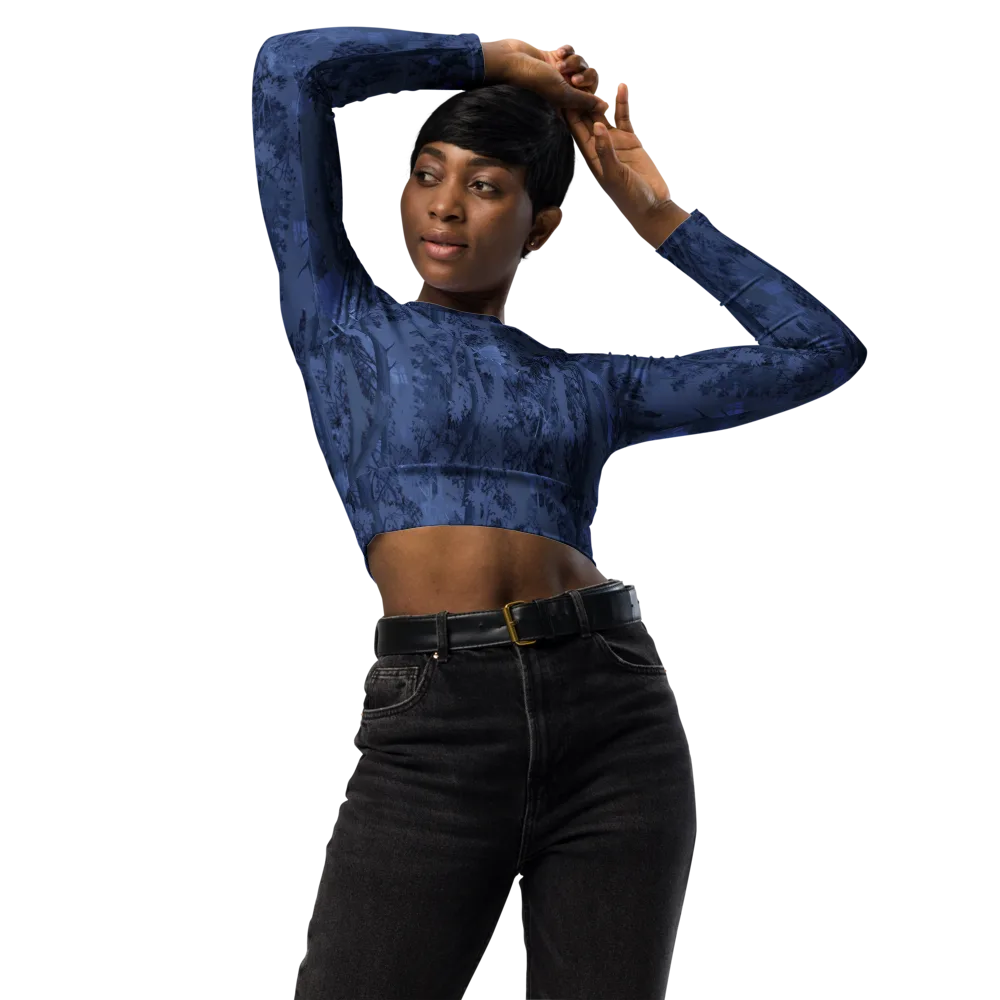 Nocturne Grove on Long Sleeve Crop Top — Front