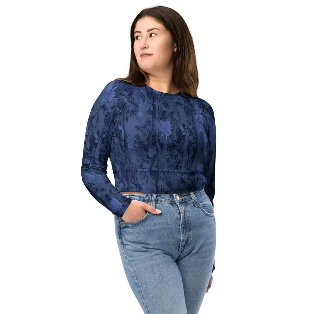 Nocturne Grove on Long Sleeve Crop Top — Front
