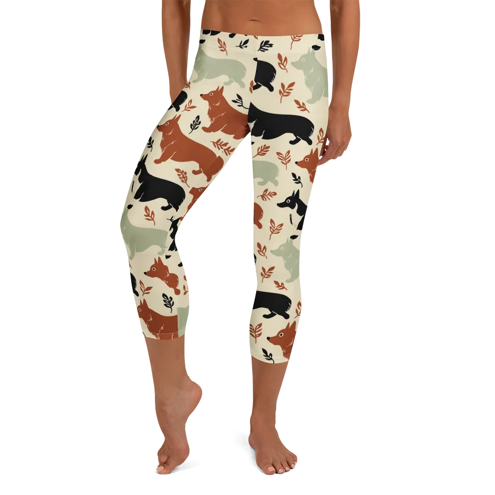 Cedar Canine on Capri Leggings — Front