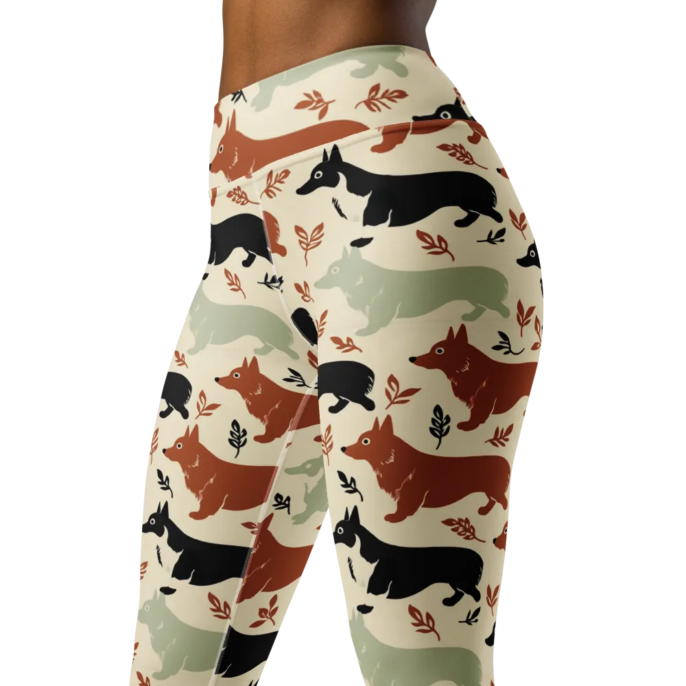 Cedar Canine on Yoga Leggings — Left Front