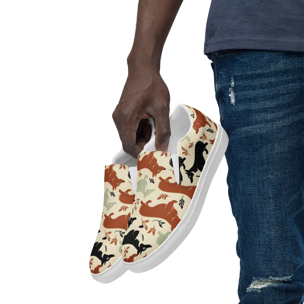 Cedar Canine on Men's Slip-On Canvas Shoes — Left Front