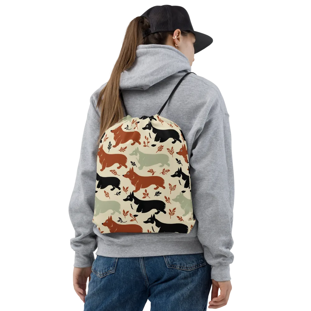 Cedar Canine on Drawstring Bag — Front