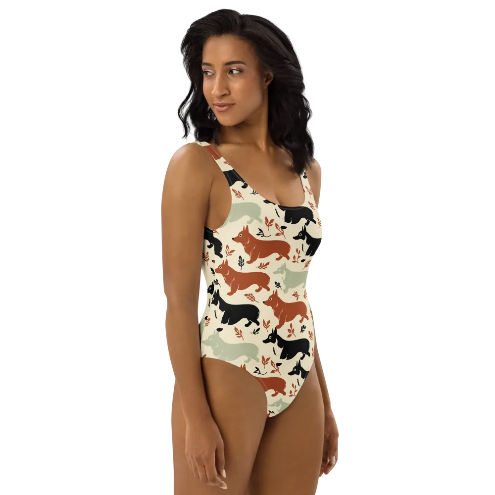 Cedar Canine on One-Piece Swimsuit — Right