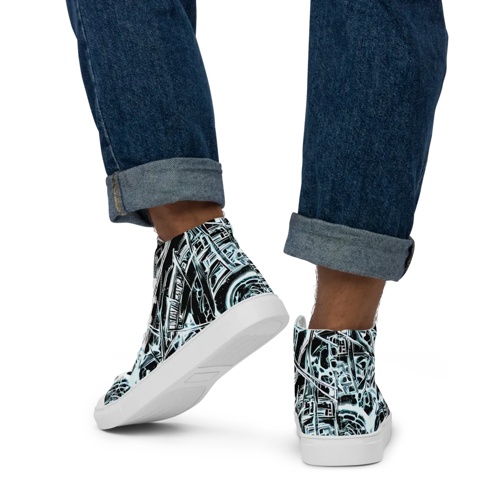 Frosted Infusion on Men's High Top Canvas Shoes — Back