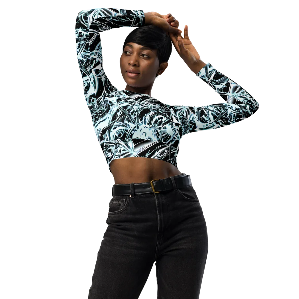 Frosted Infusion on Long Sleeve Crop Top — Front