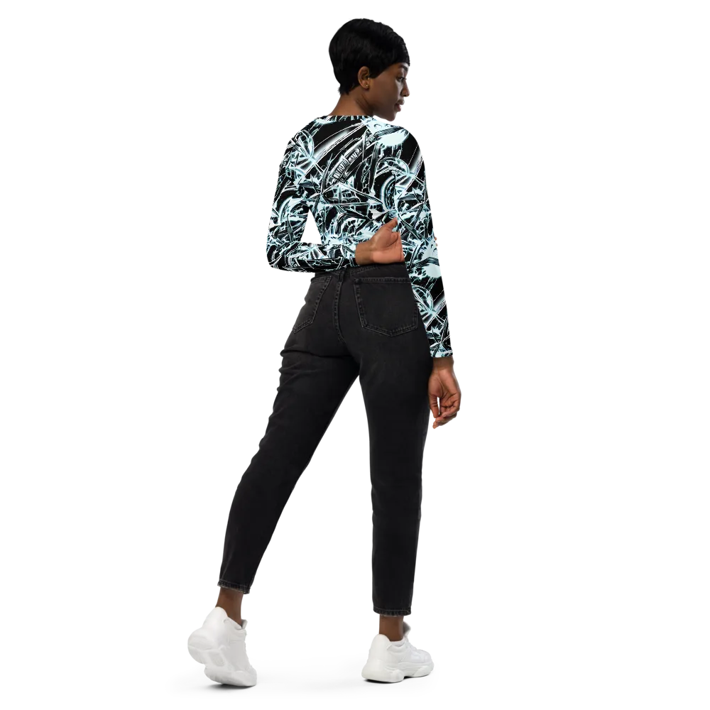 Frosted Infusion on Long Sleeve Crop Top — Right Back