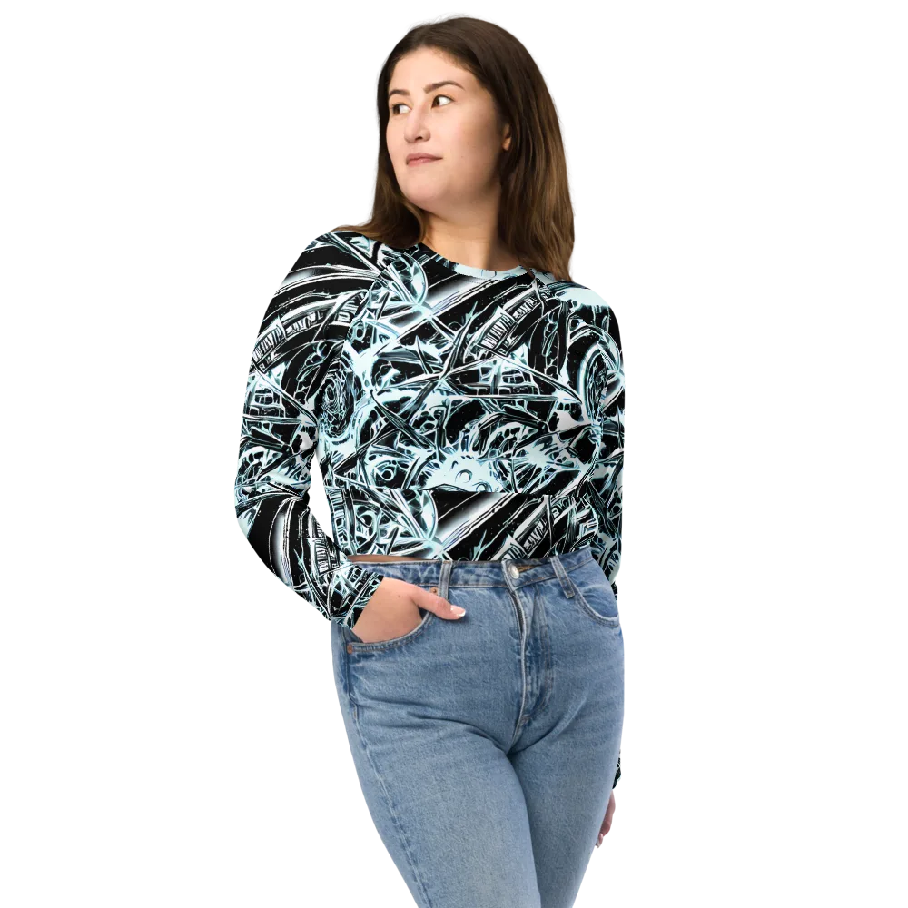 Frosted Infusion on Long Sleeve Crop Top — Front