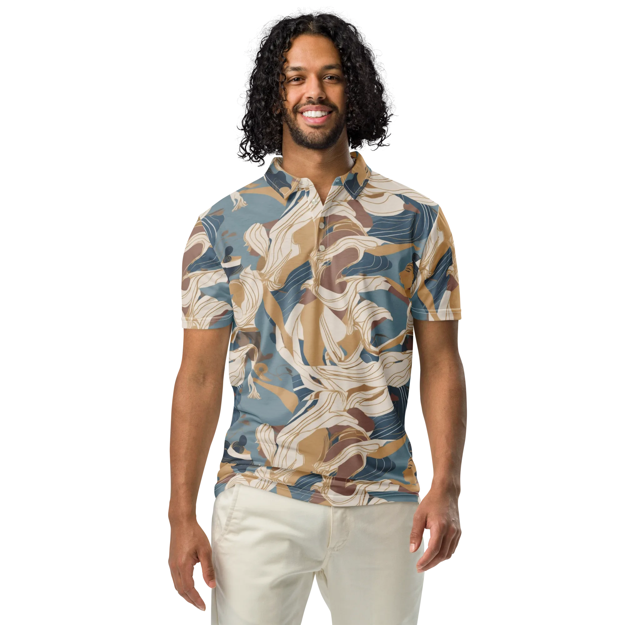 Swan Lake Reverie on Men's Slim Fit Polo Shirt — Front