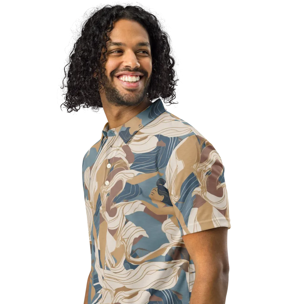 Swan Lake Reverie on Men's Slim Fit Polo Shirt — Left Front