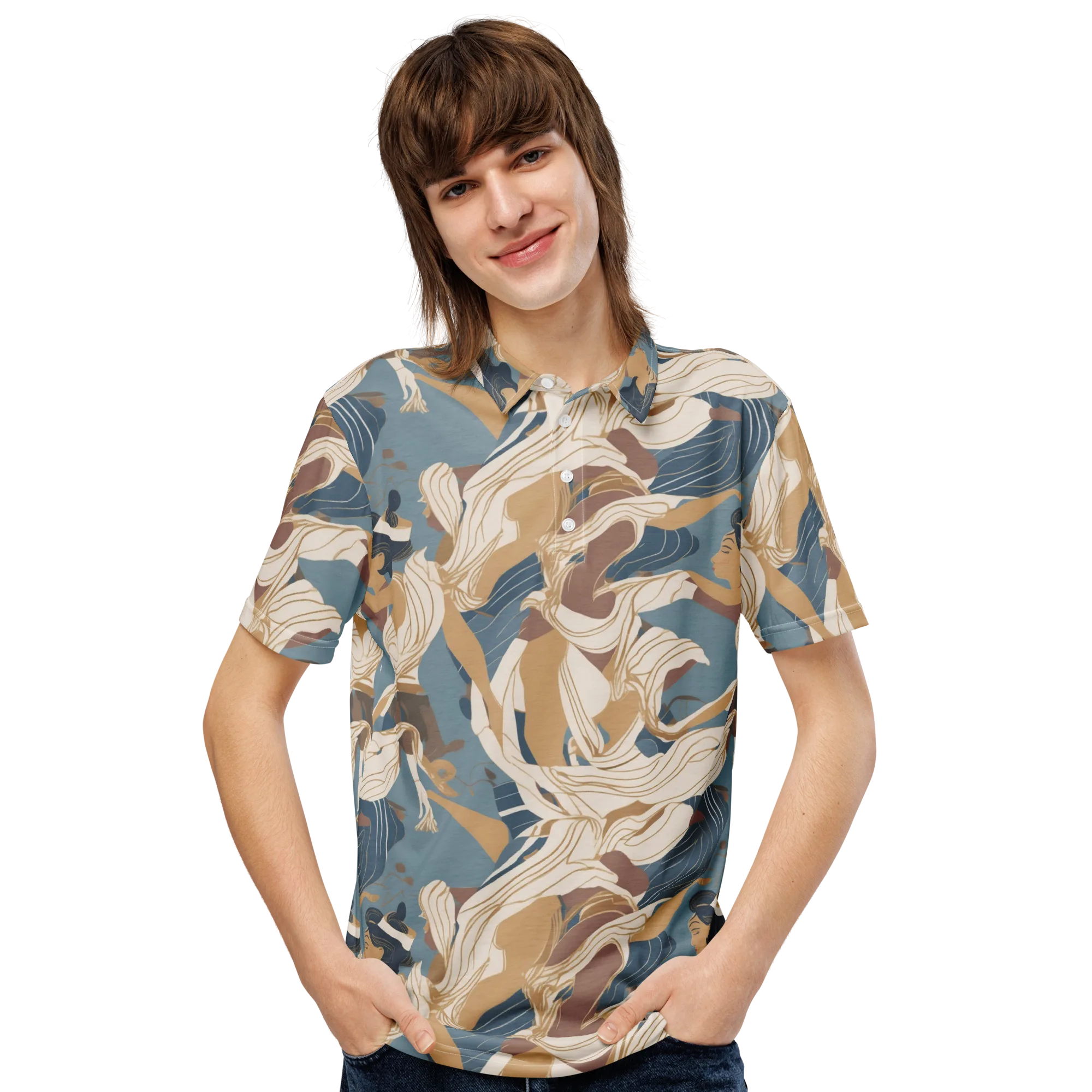 Swan Lake Reverie on Men's Slim Fit Polo Shirt — Front