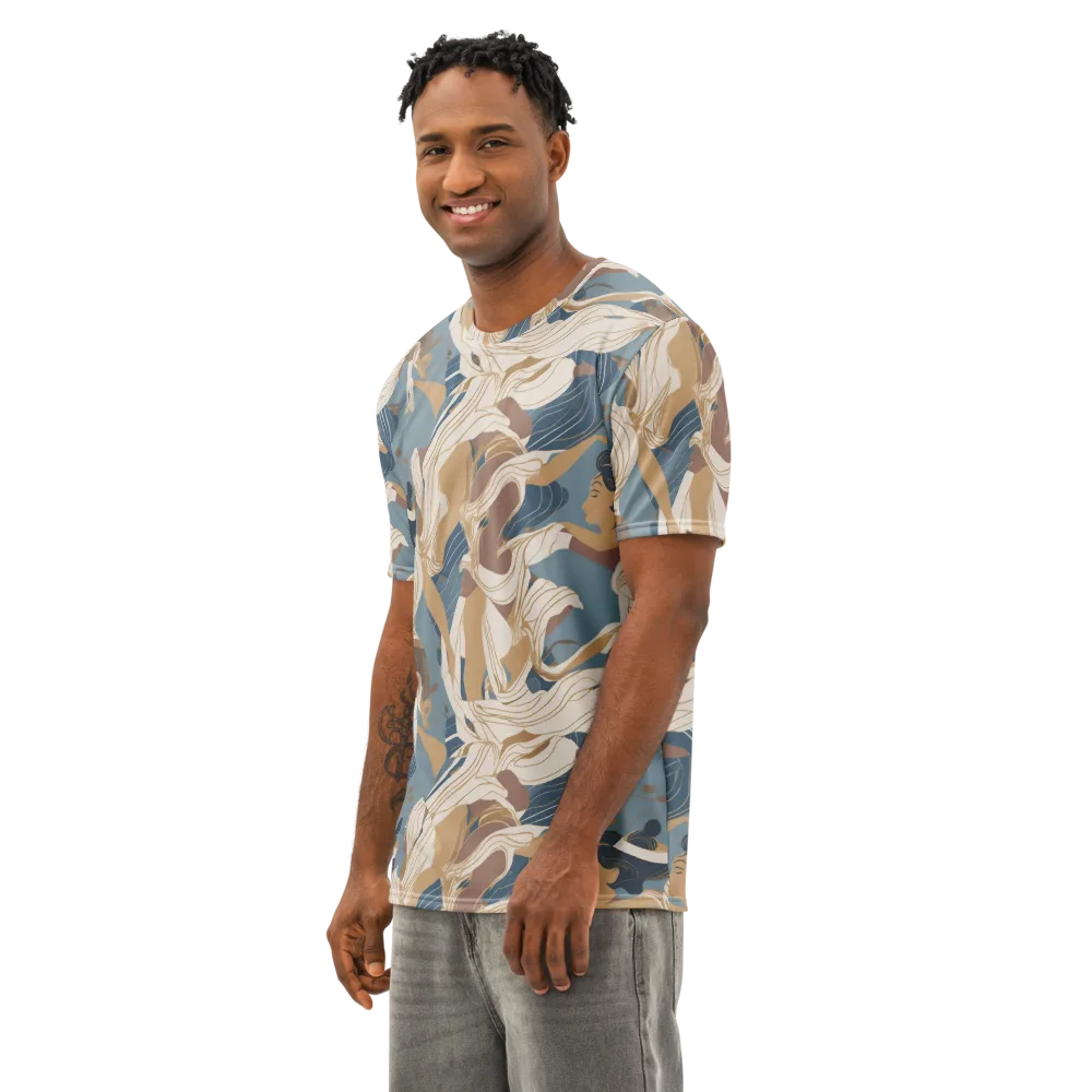 Swan Lake Reverie on Men's Cotton Crew Neck T-Shirt — Left Front