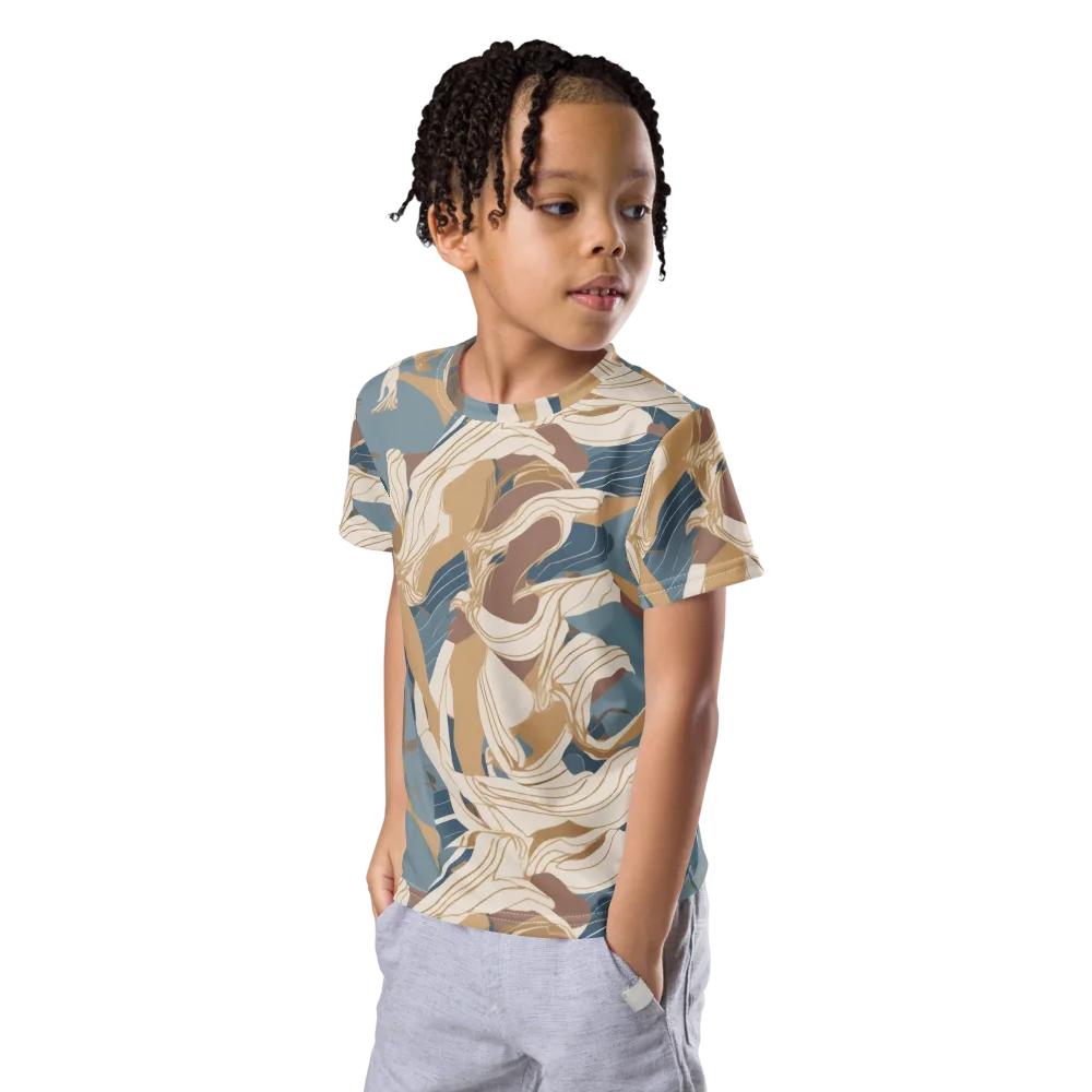 Swan Lake Reverie on Kids Crew Neck T-Shirt — Left Front