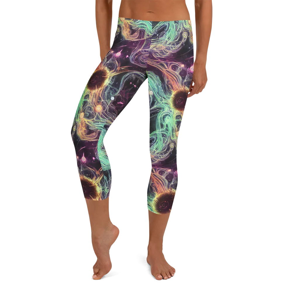 Celestial Vines on Capri Leggings — Front