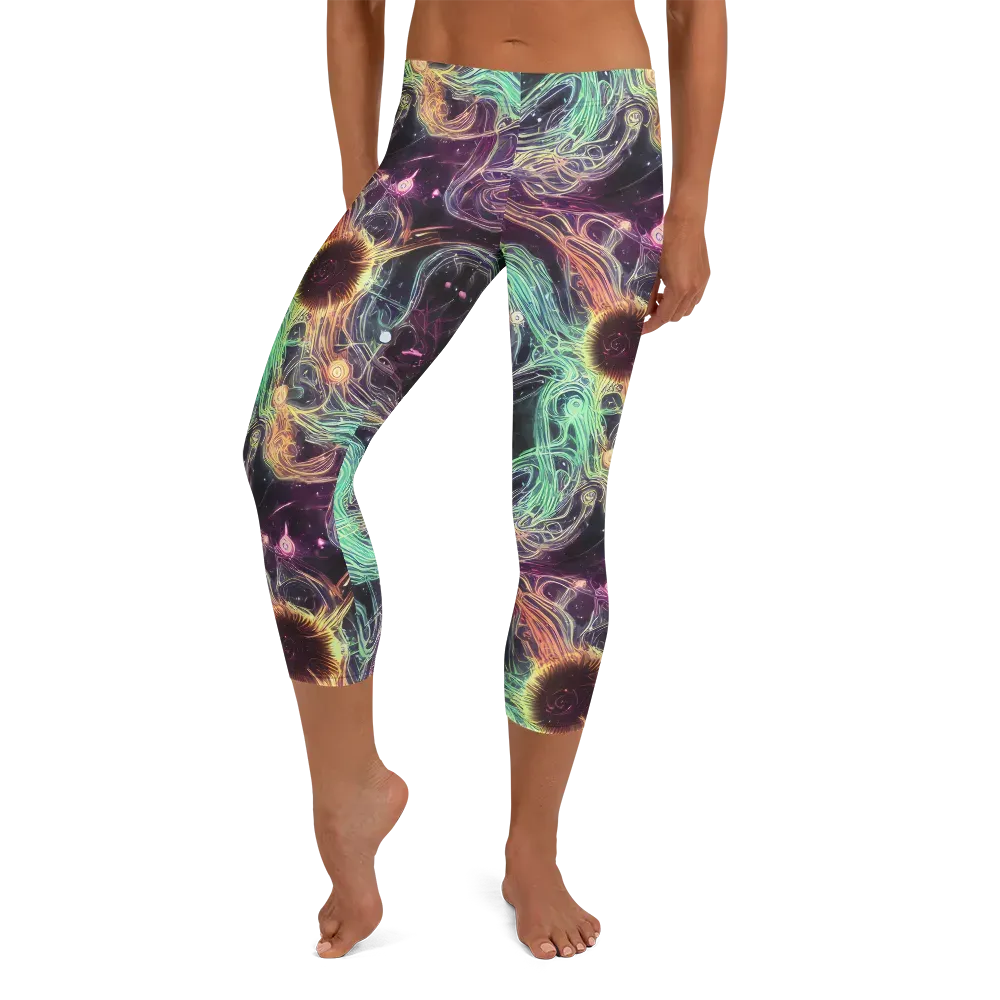 Celestial Vines on Capri Leggings — Front