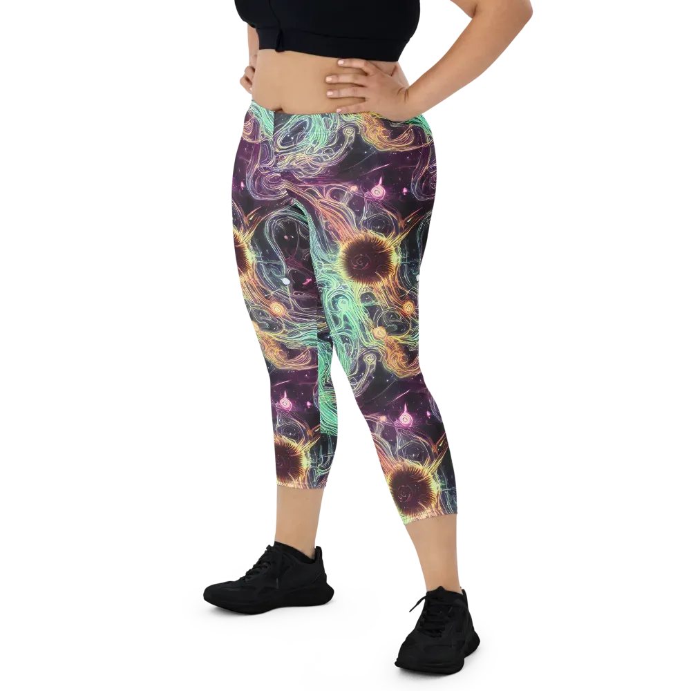 Celestial Vines on Capri Leggings — Front