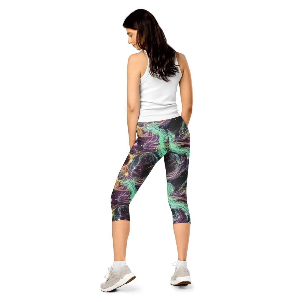 Celestial Vines on Capri Leggings — Back