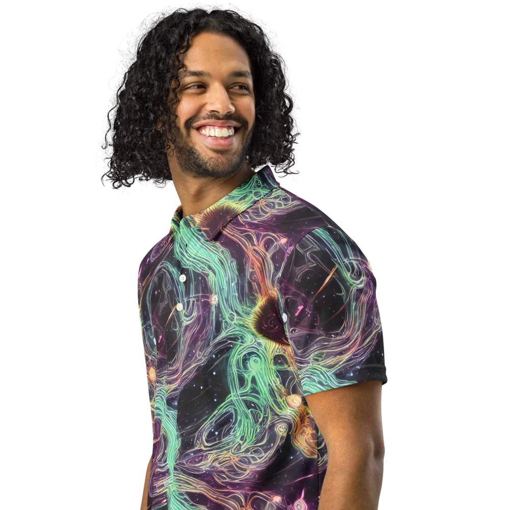 Celestial Vines on Men's Slim Fit Polo Shirt — Left Front