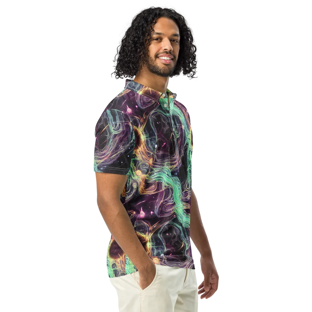 Celestial Vines on Men's Slim Fit Polo Shirt — Right Front
