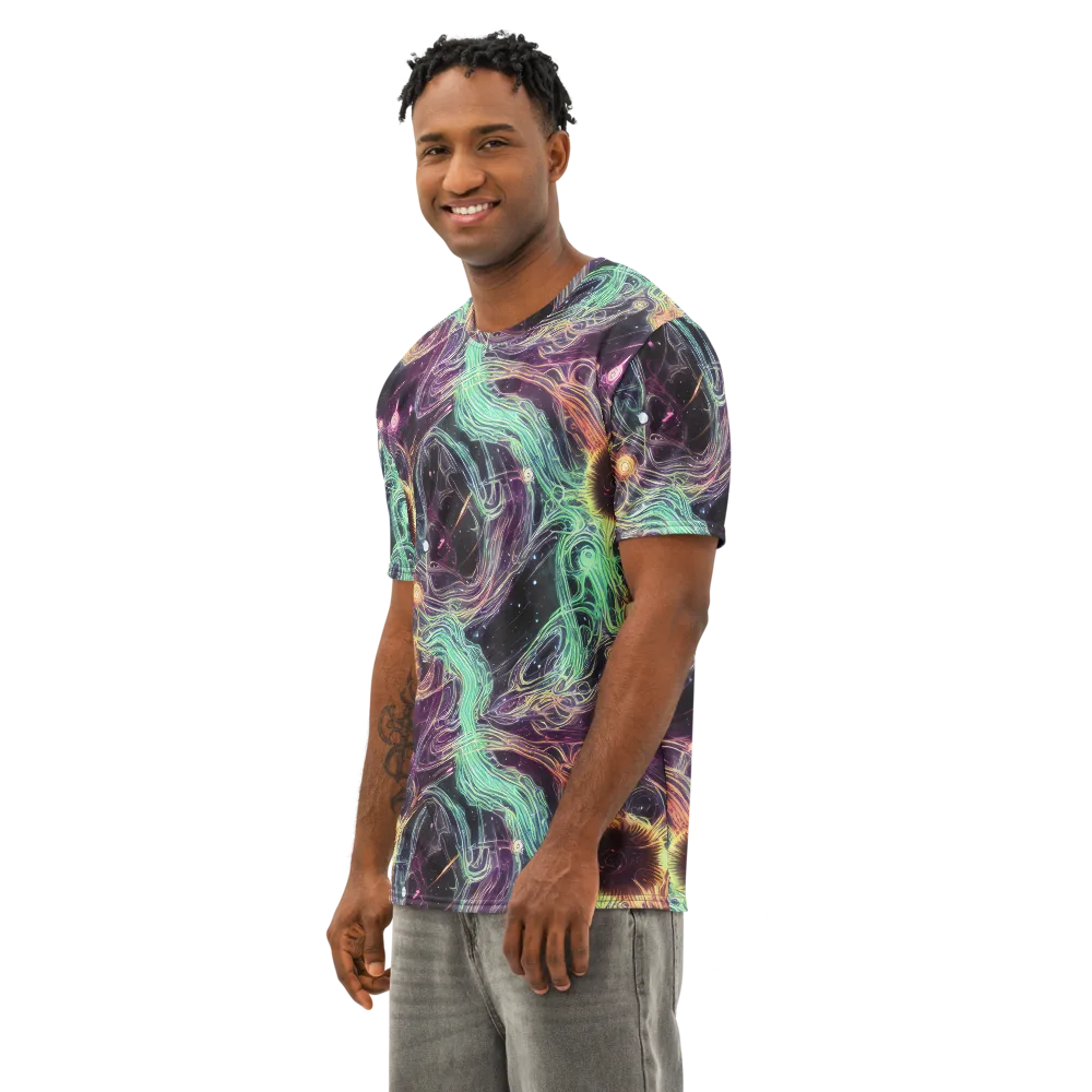 Celestial Vines on Men's Cotton Crew Neck T-Shirt — Left Front